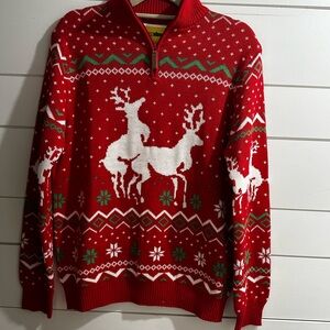 Tipsy Elves Ugly Christmas Sweater Red Naughty Reindeer Size Medium Funny